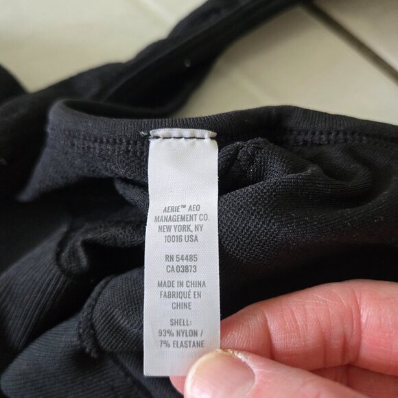 Aerie Ribbed V-Neck Bra Black L - Picture 4 of 4